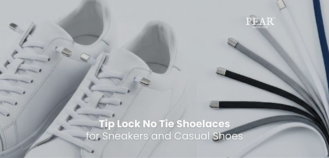Tip Lock no tie shoelaces for sneakers and casual shoes with an easy secure fit - Pear Shoelace