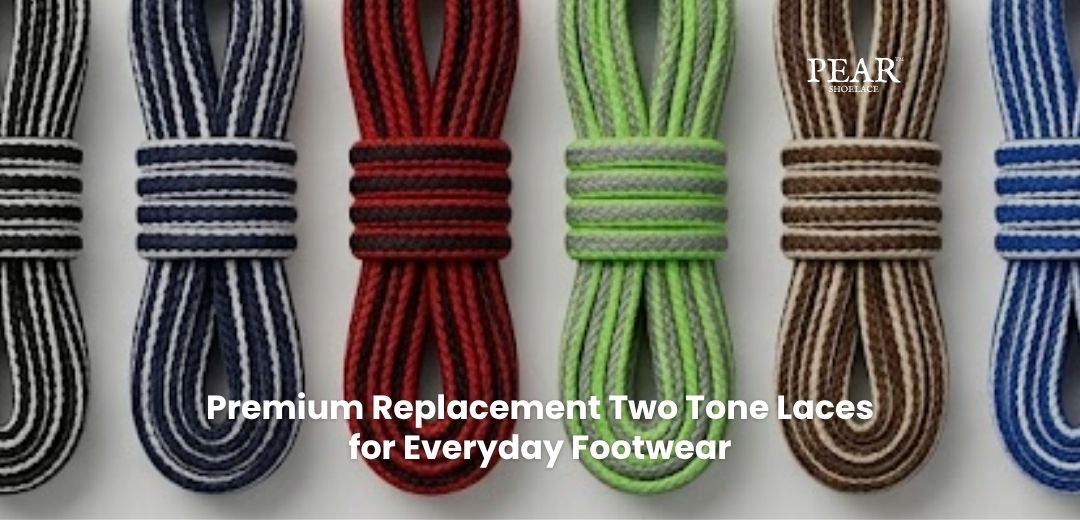 Two tone shoelaces in mixed colours for sneakers and casual shoes - Pear Shoelace