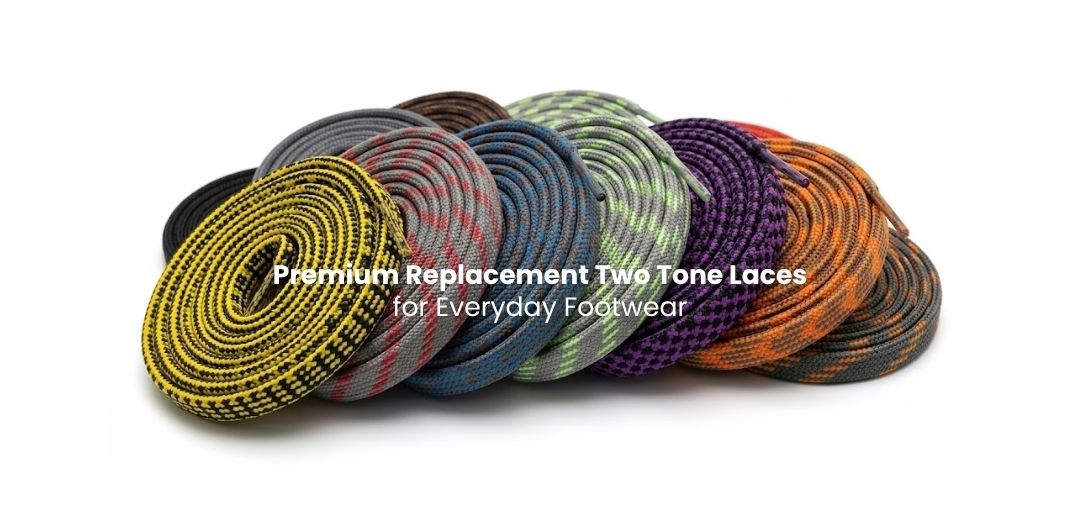 Two tone shoelaces in mixed colours for sneakers and casual shoes - Pear Shoelace
