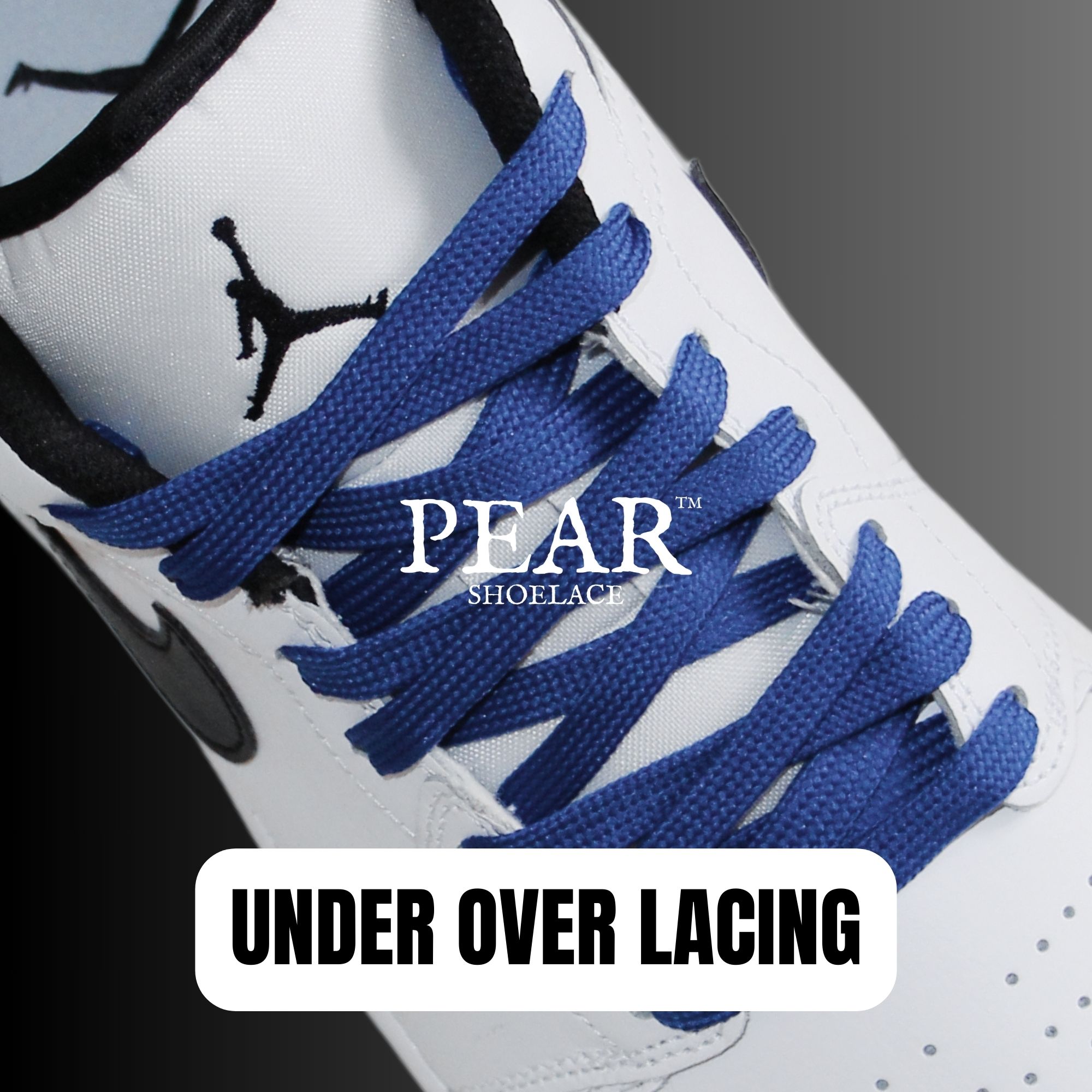 Over-under shoe lacing style demonstrated on sneakers